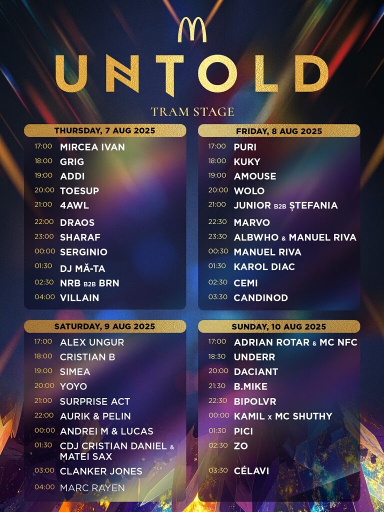 Program pe zile UNTOLD X
Tram Stage